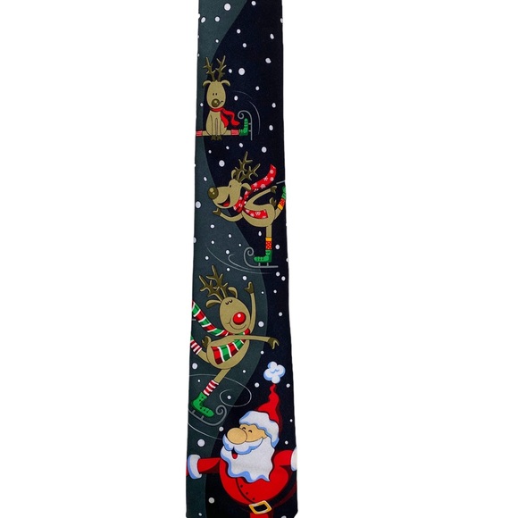 Men’s Holiday Tie Santa & Reindeer - Picture 1 of 5